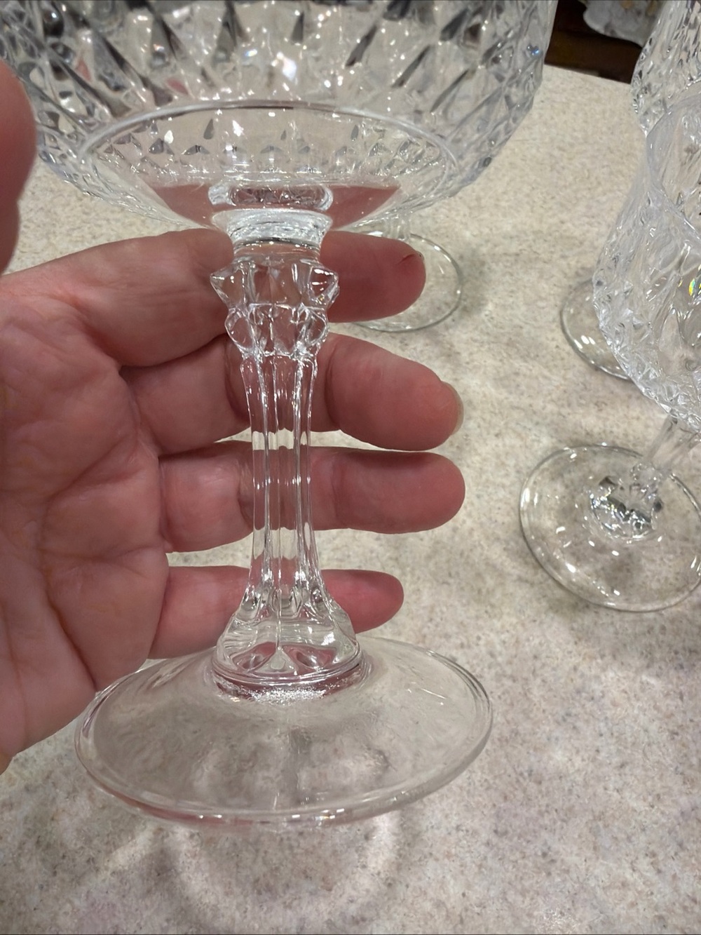 Vintage Cristal d’ Arques Crystal Cut Vintage Coupe Glasses - Clear Stemware Set - Picture 3 of 8